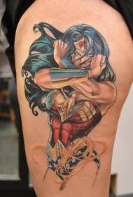 Stehno barevné karikatura fantasy ženské bojovník tetování vzor