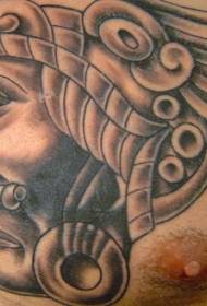 Aztec warrior chest tattoo pattern