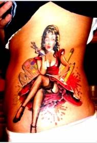 Taille ou skool geverf sexy vroulike portret tattoo patroon