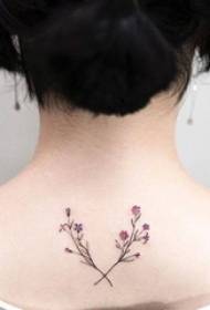 Girls' neck painting skills, art, small fresh flowers, tattoo pictures