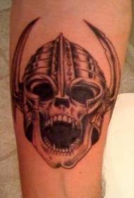 Arm black gray angry skull tattoo pattern