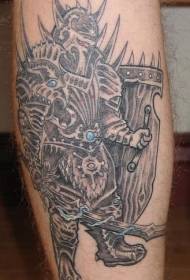 Great warrior with blue lightning tattoo pattern
