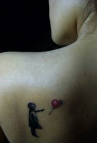 Slika na rami minimalistična umetnost dekle balon tatoo