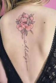 Patró de tatuatge de peònia rosa bonica noia