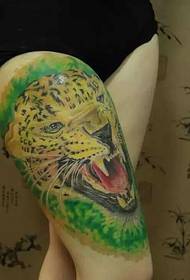 Girl legs color big tiger avatar tattoo pattern