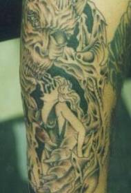 Devil with beautiful woman tattoo pattern