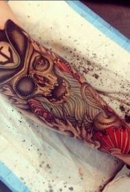Kar színű koponya kalóz tetoválás minta