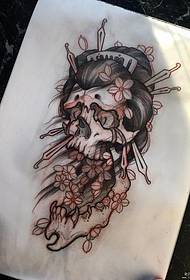 skull 妓 妓 and cherry blossom tattoo manuscript