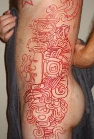 Side rib Aztec samurai gesnyde vleis tattoo patroon
