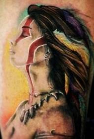 Impressive realistic barbarian woman tattoo