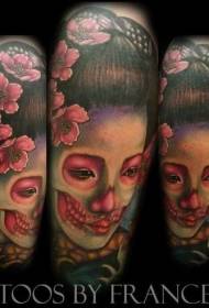 Imibala yangaphambi kwamadimoni amdaka kwi-tattoo ye-geisha tattoo