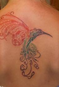 Flicka tillbaka vackra fågel design tatuering mönster