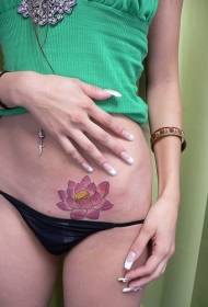 Female belly color lotus tattoo pattern