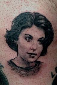Shoulder black female portrait tattoo pattern
