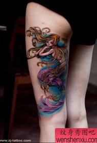 Fotos de patrón de tatuaje de sirena de piernas de belleza impresionante clásico clásico