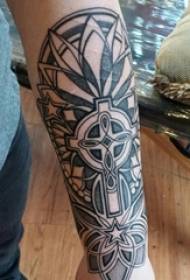 Boys arm on black line creative pattern totem tattoo picture