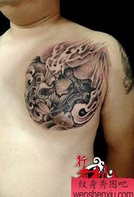 Cool chest lion tattoo pattern on male chest