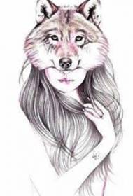 Painted Fox Girl Tattoo Manuscript Picture for Girls
