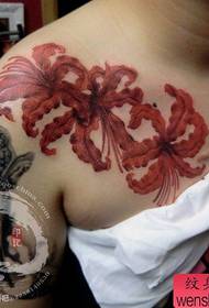 Férfi mellkas gyönyörű színes virág tetoválás mintával