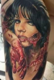 Leg horror style disgusting zombie woman tattoo