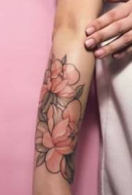 18 girls pink pigment net flower tattoo pattern