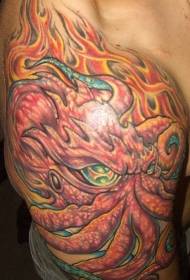Evil flame octopus tattoo pattern