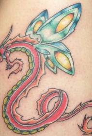 Dragon and butterfly wings tattoo pattern