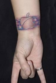 Plaukstas locītavas krāsas ābolu logotipa aproces tetovējums