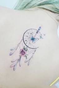 Small fresh dream catcher color tattoo pattern for girls