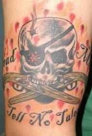 Arm color pirate skull tattoo pattern