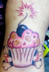 Leg color bomb cake tattoo pattern