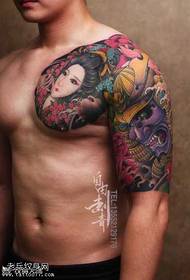 Borst samurai geisha tattoo patroon