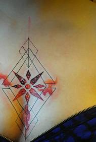 Izimbali zejometri ku-cleavage tattoo tattoo zinemibala emincane kakhulu