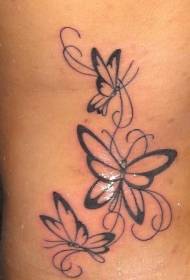 Elegant butterfly black tattoo pattern