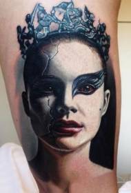 Arm color female portrait tattoo picture