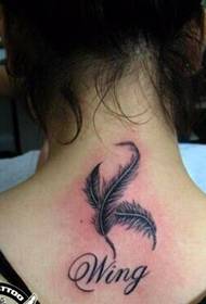 Stylish and beautiful feather English tattoo