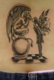 Devil and elf tattoo pattern on the board
