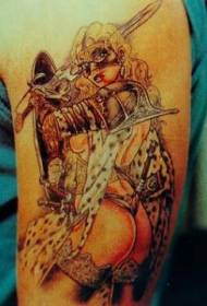 Rameno barva sexy žena pirátské tetování vzor