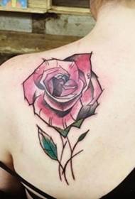 Botanisk maling tatovering for kvindelig farve steg tatoveringsmønster