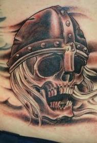 Tattoo pattern in the waist pirate skull helmet
