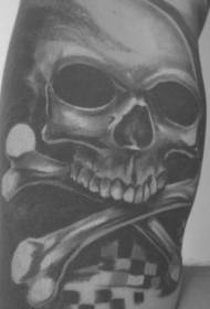 Ruka crno siva realistična slika gusarske tetovaže lubanje