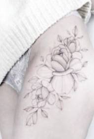 Small fresh 9 girls black and white flower tattoo pictures