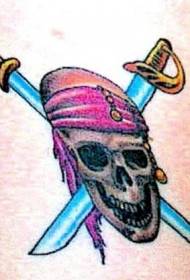 शाखा रंग समुद्री डाकू खोपड़ी तलवार टैटू पैटर्न