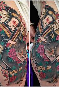 Pattern ng tattoo na geisha ng Hapon