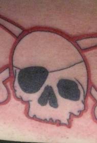 Vienkāršs pirāta galvaskauss ar sakrustotiem zobenu tetovējuma attēliem