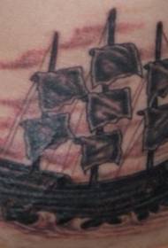 стомачна кафеава пиратска едрење шема на тетоважа