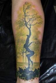 Awesome weird woman tree tattoo pattern