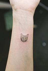 मुलींच्या मांडीवर तीन लहान ताज्या पाळीव मांजरीचे टॅटू डिझाइन