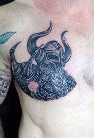 Padrão de tatuagem de guerreiro mistério preto lindo peito