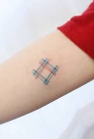 Plaid series -9 pieces of exquisite small fresh and simple plaid tattoo pattern works